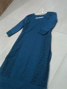 Elegant Blue Embroidered Kurta size M