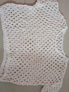 Beautiful White Woolen Net Top