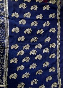 Elegant Navy &amp; Silver Embroidered Fabric New