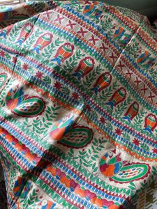 Madhubani Hand Painted Ghicha Tussar Sari