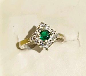 Emerald Accent Ring pure silver 💍#fixed pr