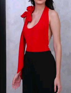 Chic Red bow tie top