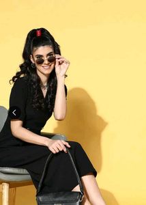 Women Stylish Black Solid Dress