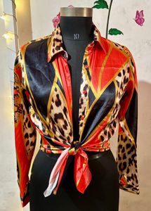 Stylish Printed Satin Shirt