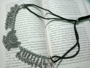 Oxidized Silver Necklace with bangle