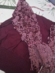 Burgundy Sexy Off Shoulder Lace Detail Top