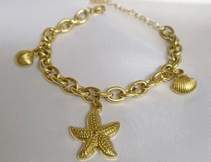 Gold Starfish Charm Bracelet