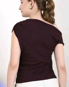Burgundy One-Shoulder Top