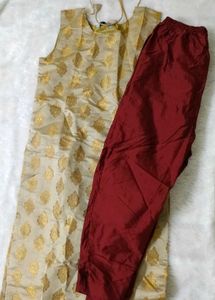 Sleeveless Ethnic Kurti & Pant Set
