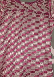 Pink Checkered Long Sleeve Tunic