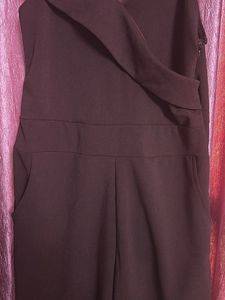 Burgundy Wrap-Front Jumpsuit