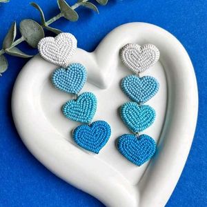 Blue Heart Beaded  Earrings💙