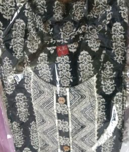 Black Printed Cotton Kurti