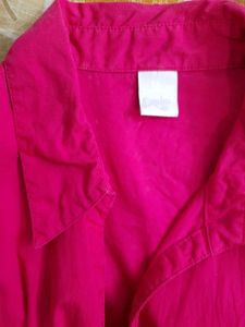 Pink Cotton Crop Shirt