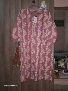 Dusty Rose Floral Print Kurti - Size XXL