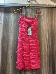 Hot Pink Ruched Mini Dress