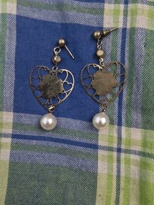 Heart &amp; Pearl Drop Earrings