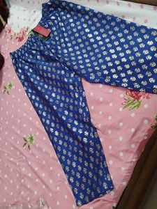 Blue &amp; Gold Print Casual Pants