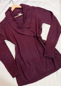 Y2k Burgundy Knit Cardigan A