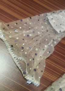 brown gown with net shrug