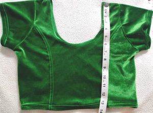 Stretchable Slip on Velvet blouse With Short Sleev