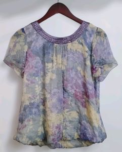 Lavender Women&#39;s Tie Dye Blouse Top Tunic