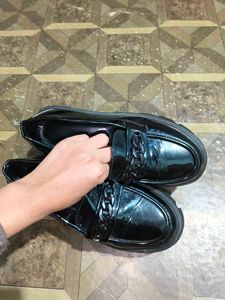 Black Chain Detail Loafers