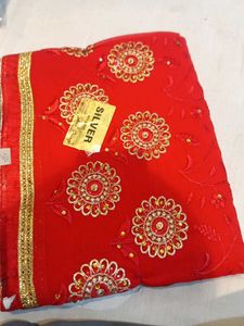 Red Embroidered Saree