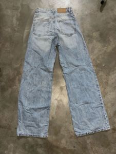 H&amp;M High-Waist Wide-Leg Light Blue Denim Jeans