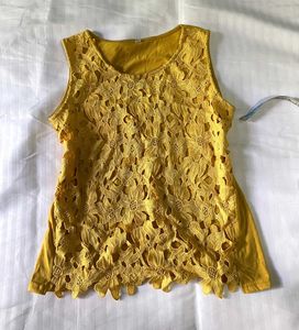 Yellow Floral Lace Tank Top Bust 34-38
