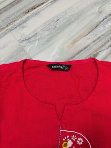 fushia embroidery kurta