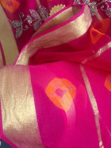 Pink Bandhani Saree