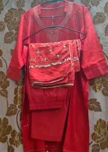 Red Embellished Kurti
