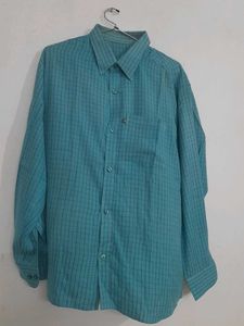 Vintage Teal Plaid Long-Sleeve Shirt