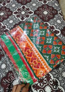 gren and red new saree