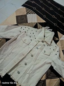 Studded White Denim Jacket