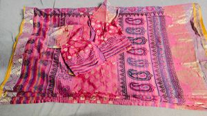 Stone Work Saree With Blouse For Women