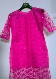 Hot Pink Lace Tunic with Sequins