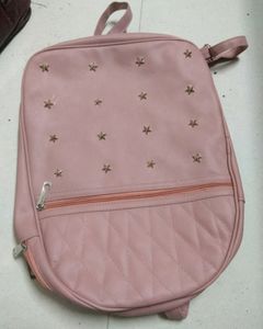 pink leather bag for college girls
