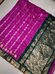 Pink And Green Pattu Saree