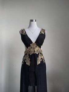 Black &amp; Gold Embellished Maxi Dress