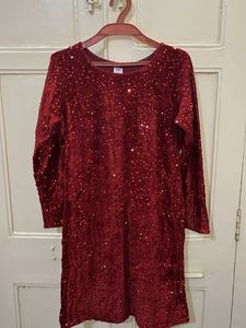 Red Sequin Velvet Dress