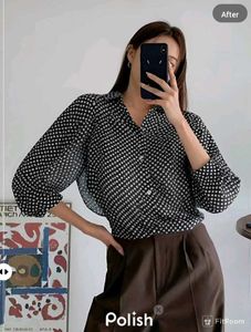 New With Tag Dotted Bow Frill Shirt