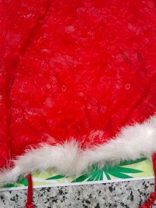 (400)Festive Red Lace Santa Babydoll Lingerie
