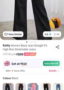Kotty Black Straight Fit Jeans