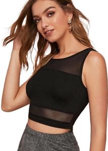 Chic Black Mesh Panel Tank Top