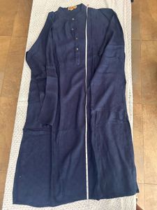 Inky Blue Self Embroidered Fabric