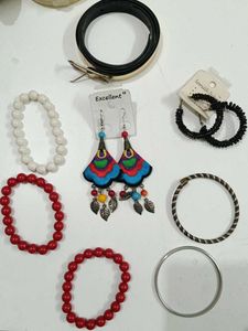 Accessories 4 Bracelets 2 Earings And One Belt