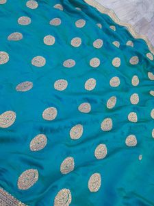 Sea Green Heavy Work Party Saree With Blouse