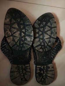 Black Jeweled Thong Sandals